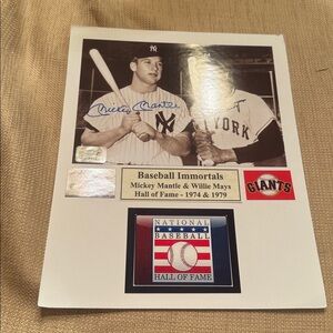 New York Yankees Mickey mantle Willie mays autographed photo